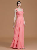 A-Line/Princess Sweetheart Sleeveless Floor-Length Ruched Chiffon Bridesmaid Dresses TPP0005828