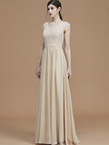 A-Line/Princess V-neck Sleeveless Floor-Length Ruffles Chiffon Bridesmaid Dresses TPP0005747