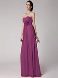 Sheath/Column Sweetheart Sleeveless Pleats Hand-Made Flower Long Chiffon Bridesmaid Dresses TPP0005798