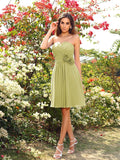 A-Line/Princess Sweetheart Hand-Made Flower Sleeveless Short Chiffon Bridesmaid Dresses TPP0005724