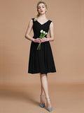 A-Line/Princess V-neck Sleeveless Ruched Short/Mini Chiffon Bridesmaid Dresses TPP0005712