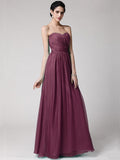 Sheath/Column Sweetheart Sleeveless Pleats Long Chiffon Bridesmaid Dresses TPP0005844