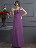 Sheath/Column One-Shoulder Sleeveless Pleats Long Chiffon Bridesmaid Dresses TPP0005791