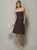 A-Line/Princess Strapless Sleeveless Bowknot Short Satin Bridesmaid Dresses TPP0005863