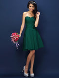 A-Line/Princess Sweetheart Pleats Sleeveless Short Taffeta Bridesmaid Dresses TPP0005783