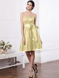 A-Line/Princess Sweetheart Sleeveless Sash Short Lace Bridesmaid Dresses TPP0005804