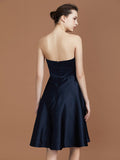 A-Line/Princess Sweetheart Knee-Length Sleeveless Satin Hand-Made Flower Bridesmaid Dresses TPP0005821