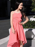 A-Line/Princess Chiffon Ruffles Spaghetti Straps Sleeveless Asymmetrical Junior/Girls Bridesmaid Dresses TPP0005842