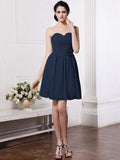 A-Line/Princess Sweetheart Sleeveless Pleats Hand-Made Flower Chiffon Bridesmaid Dresses TPP0005875