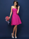 A-Line/Princess Sweetheart Pleats Sleeveless Short Taffeta Bridesmaid Dresses TPP0005783