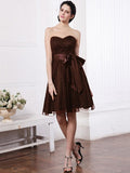 A-Line/Princess Sweetheart Sleeveless Sash Short Lace Bridesmaid Dresses TPP0005804