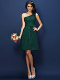 A-Line/Princess One-Shoulder Lace Sleeveless Short Lace Bridesmaid Dresses TPP0005755