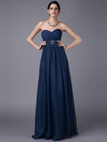 A-Line/Princess Sweetheart Sleeveless Beading Pleats Long Chiffon Bridesmaid Dresses TPP0005818