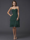 Sheath/Column Sweetheart Sleeveless Short Chiffon Bridesmaid Dresses TPP0005867