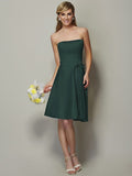 A-Line/Princess Strapless Sleeveless Bowknot Short Satin Bridesmaid Dresses TPP0005863