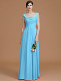 A-Line/Princess Sweetheart Sleeveless Floor-Length Ruched Chiffon Bridesmaid Dresses TPP0005828