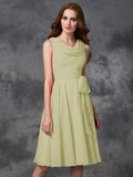 A-line/Princess Scoop Ruffles Sleeveless Short Chiffon Bridesmaid Dresses TPP0005711