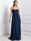 Sheath/Column Sweetheart Sleeveless Ruffles Long Chiffon Bridesmaid Dresses TPP0005795