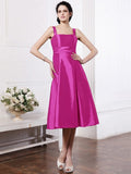 A-Line/Princess Square Sleeveless Ruffles Short Taffeta Bridesmaid Dresses TPP0005855