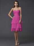 Sheath/Column Sweetheart Sleeveless Short Chiffon Bridesmaid Dresses TPP0005867