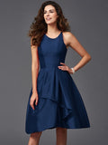 A-Line/Princess Scoop Ruffles Sleeveless Short Taffeta Bridesmaid Dresses TPP0005721