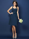 Sheath/Column Halter Bowknot Sleeveless Short Chiffon Bridesmaid Dresses TPP0005707