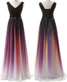 Gradient purple A-line long prom Dress formal prom dress new arrive evening dress